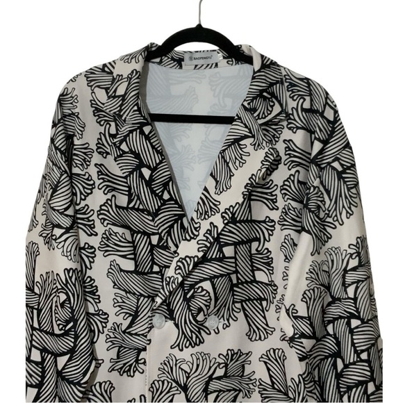 Baofengyu Double Breasted Blazer in Abstract Ropes Print Sz XL - Picture 2 of 9